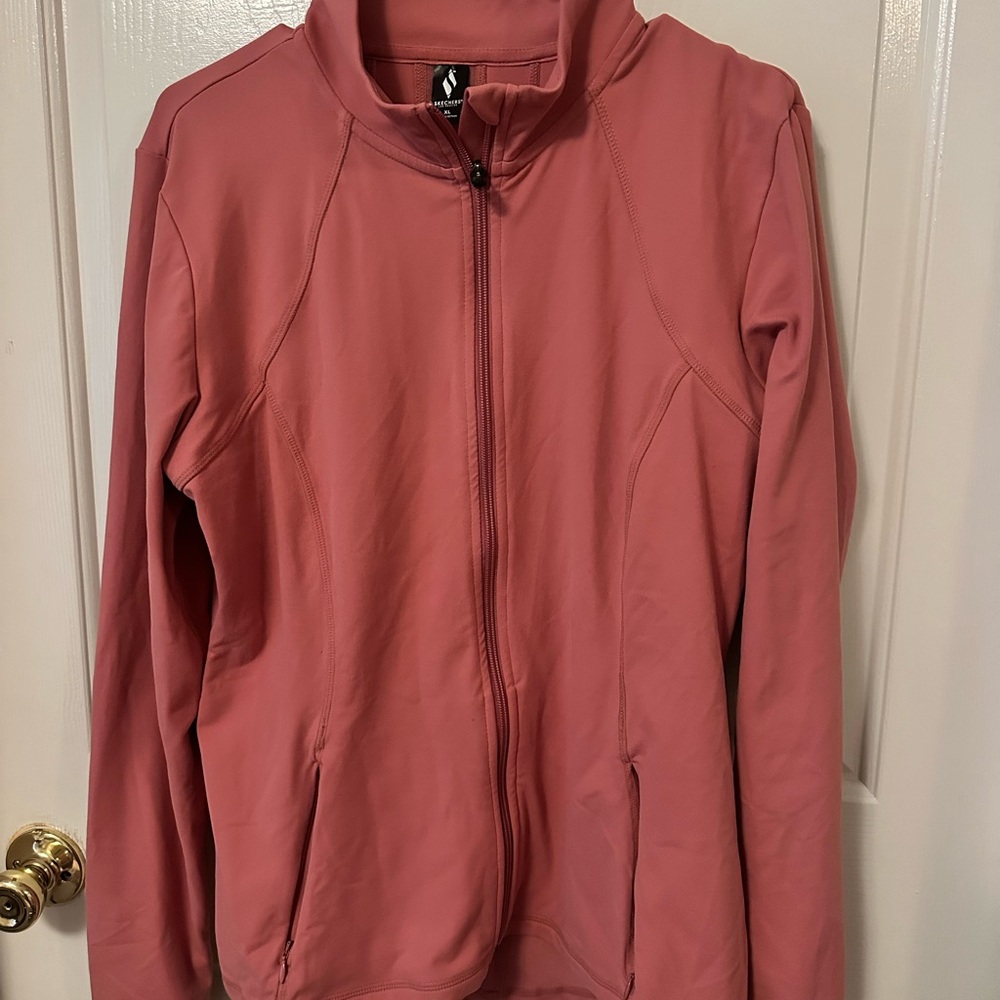 Skechers Pink and Orange Bomber Jacket Lightweight Zip-Up